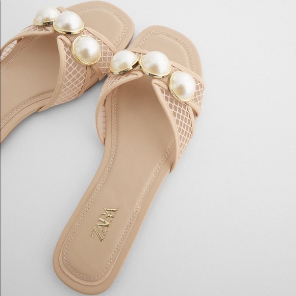 Zara | Shoes | Salezara Pearl Mesh Slide Sandals Sale | Poshmark